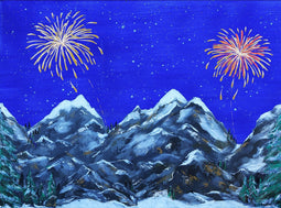 Achtergrond Canvas LED Vuurwerk 76X56 cm kerst