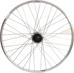 Achterwiel 28 Nexus 7 rollerbrake naaf met zilveren velg en RVS spaken