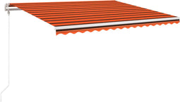 vidaXL - Luifel - automatisch - met - LED - windsensor - 450x350 - cm - oranje - bruin