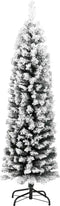 vidaXL - Kunstkerstboom - met - sneeuw - smal - 120 - cm - PVC - groen