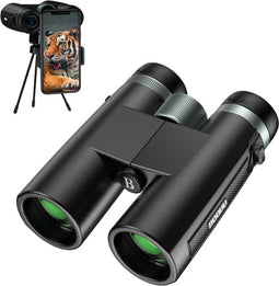Verrekijker - HD Professionele Verrekijker voor Vogels Kijken, Reizen, Wandelen, Jagen en Sportevenementen - met Slimme Telefoonadapter voor Fotografie - Super Heldere BAK4-prisma