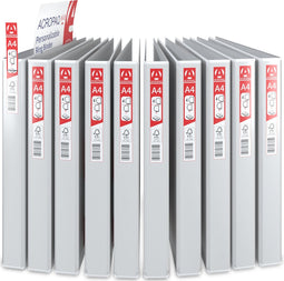 ACROPAQ - 10 x Ringmap - Personaliseerbaar, A4 met 4 ringen, Rugbreedte 2 cm - Ringband, Ordner - Wit