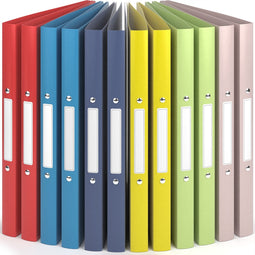ACROPAQ - 12 x Ringmap A4 2 ringen - Ringband met rug etiketen, Rug breedte 2,5 cm, Zomer, 'Natuur' Kleurencollectie - Ordner A4, Ordners 2 rings A4, Ringmap 2 ringen