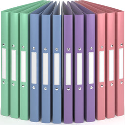 ACROPAQ - 12 x Ringmap A4 2 ringen - Ringband met rug etiketen, Rug breedte 2,5 cm, Wind, 'Natuur' Kleurencollectie - Ordner A4, Ordners 2 rings A4, Ringmap 2 ringen