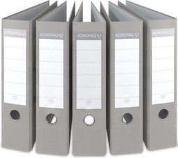 ACROPAQ - 5 x Ordner - 2-rings - A4, Rugbreedte 75 mm - Grijs