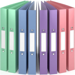 ACROPAQ - 8 x Ringmap 2 ringen - Ringband A4 met rug etiketen, Rug breedte 3,5 cm, Wind, 'Natuur' Kleurencollectie - Ordner A4, Ordners 2 rings A4, Ringmap 2 ringen