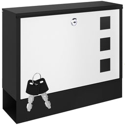 ACROPAQ Brievenbus - Hangend, 36,5 x 30 cm, Met Krantenvak - Zwart/Wit