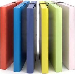 ACROPAQ Documentenmap A4 - 6 stuks, Rugbreedte 3 cm, PP, Voor jongens, meisjes en kinderen - Elastomap A4, Elastobox, Map met elastiek - Zomer