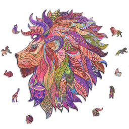 ACROPAQ Houten puzzel leeuw - 200 stukjes, A3 formaat 420 x 297 mm, Puzzel voor kinderen en volwassenen