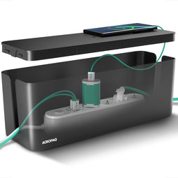 ACROPAQ Kabelbox - Large - Kabeldoos, Opbergbox stekkerdoos, Kabel organiser - Zwart - ACM003