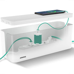 ACROPAQ Kabelbox - Large - Kabeldoos, Opbergbox stekkerdoos, Kabel organiser - Wit - ACM002