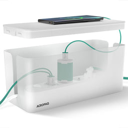 ACROPAQ Kabelbox - Medium - Kabeldoos, Opbergbox stekkerdoos, Kabel organiser - Wit - ACM002W