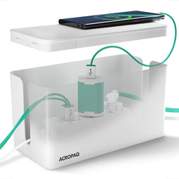 ACROPAQ Kabelbox - Small - Kabeldoos, Opbergbox stekkerdoos, Kabel organiser - Wit - ACM001W