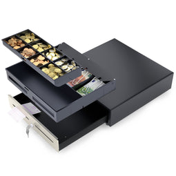 ACROPAQ Kassalade - 41 x 41 cm, Touch-Opening - Inox/Zwart - AC410TIBK