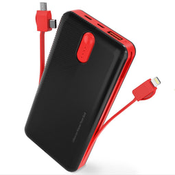 ACROPAQ Powerbank - 20000 mAh, Powerbank iPhone en Samsung, Met ingebouwde kabels: Lightning / Micro-USB / USB-C / USB-A - Zwart - PB1