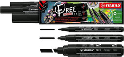 Acrylmarker stabilo free acrylic mixed tip zwart | 5 stuks
