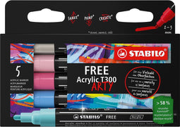 Acrylmarker stabilo free acrylic t300 candy ass | 5 stuks