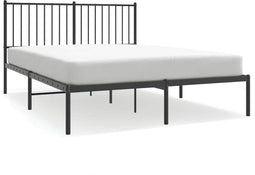vidaXL - Bedframe - met - hoofdbord - metaal - zwart - 135x190 - cm
