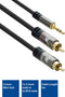 ACT 5 meter High Quality audio aansluitkabel 1x 3,5mm stereo jack male - 2x tulp male AC3607