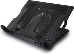 ACT Laptophouder | tot 17"| Verstelbaar in hoogte | 2 poorts Hub | Zwart AC8110