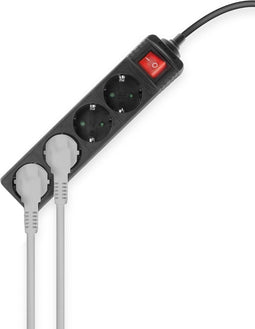 ACT Stekkerdoos met lichtgevende schakelaar, 4 sockets, 2 m, zwart AC2440