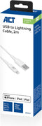 ACT USB 2.0 laad- en datakabel A male - Lightning male 2 meter, MFI gecertificeerd AC3012
