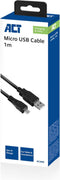 ACT USB 2.0 laad- en datakabel A male - micro B male 1 meter AC3000