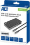 ACT USB-C 4K MST dockingstation voor 2 HDMI-monitoren, Ethernet, USB-C, 3x USB-A, PD passthrough en 1 meter lange afneembare USB-C-kabel