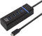 ACT USB C Hub – 4 USB poorten - USB 3.2 - Blauw LED - AC6415