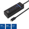 ACT USB C Hub – 4 USB poorten - USB 3.2 - Blauw LED - AC6415