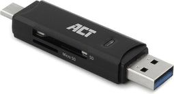 ACT USB Cardreader met USB-C/USB-A connector en 2 kaartsleuven - voor (Micro) SD/TF/MMC - USB3.0