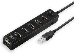 ACT USB Hub 7 poorten – Aan/uit schakelaar – Laptop en PC - AC6215