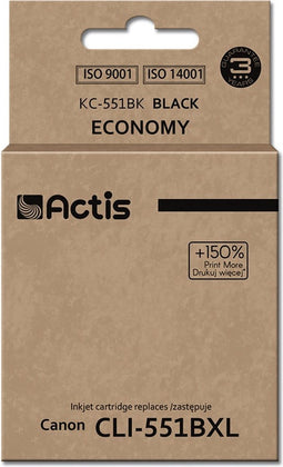 Actis KC-551Bk Inkt (Canon CLI-551BK vervanging; Standaard; 12 ml; zwart)