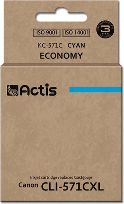 Actis KC-571C-inkt (Canon CLI-571C-vervanger; standaard; 12 ml; blauw)