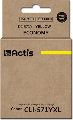 Actis KC-571Y inkt (Canon CLI-571Y vervanging; Standaard; 12 ml; geel)