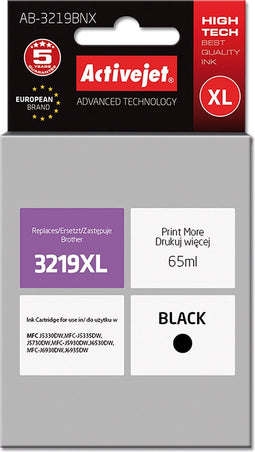 Activejet AB-3219BNX inkt (vervangt Brother LC3219Bk; Supreme; 65 ml; zwart)
