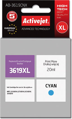 Activejet AB-3619CNX inkt (vervangt Brother LC3619C; Supreme; 20 ml; blauw)