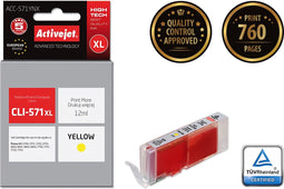 Activejet ACC-571YNX (Canon CLI-571Y XL vervanging; Supreme; 12 ml; geel)