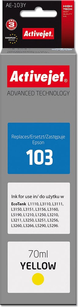 Activejet AE-103Y inkt (vervangt Epson 103 C13T00S44A; Supreme; 70 ml; geel)
