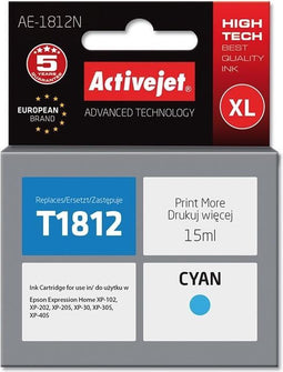 Activejet AE-1812N inkt (vervanging van Epson 18XL T1812; Supreme; 15 ml; blauw)