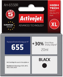 ActiveJet AH-655BR-inkt voor HP-printer; HP 655 CZ109AE vervanging; Premie; 20 ml; zwart.