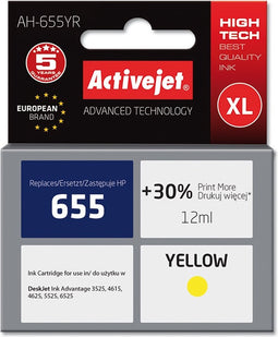 ActiveJet AH-655YR INK voor HP-printer; HP 655 CZ11AE vervanging; Premie; 12 ml; geel.