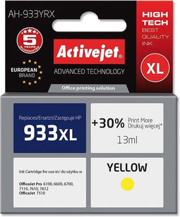 ActiveJet AH-933YRX-inkt voor HP-printer; HP 933XL CN056AE vervanging; Premie; 13 ml; geel.