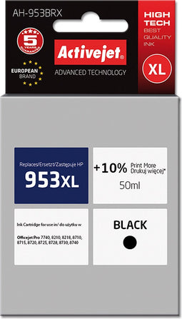 Activejet AH-953BRX inkt (ter vervanging van HP 953XL L0S70AE; Premium; 50 ml; zwart)