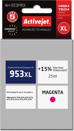 Activejet AH-953MRX inkt (ter vervanging van HP 953XL F6U17AE; Premium; 25 ml; rood)