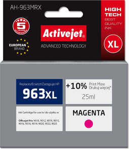 Activejet AH-963MRX inkt voor HP printers, Vervanging HP 963XL 3JA28AE; Premium; 1760 pagina's; paars