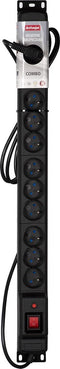 ActiveJet Combo 12 Socket Power Strip 3M Black.