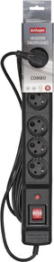 ActiveJet Combo 6GN 5 M Black Power Strip met snoer.