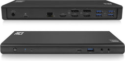 ACTUSB-C Docking Station 4K, voor 2 of 3 HDMI/DisplayPort monitoren, DisplayLink AC7048