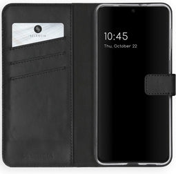 Selencia Galaxy S21 Plus - Echt Lederen Bookcase - 3 Pashouders - Zwart